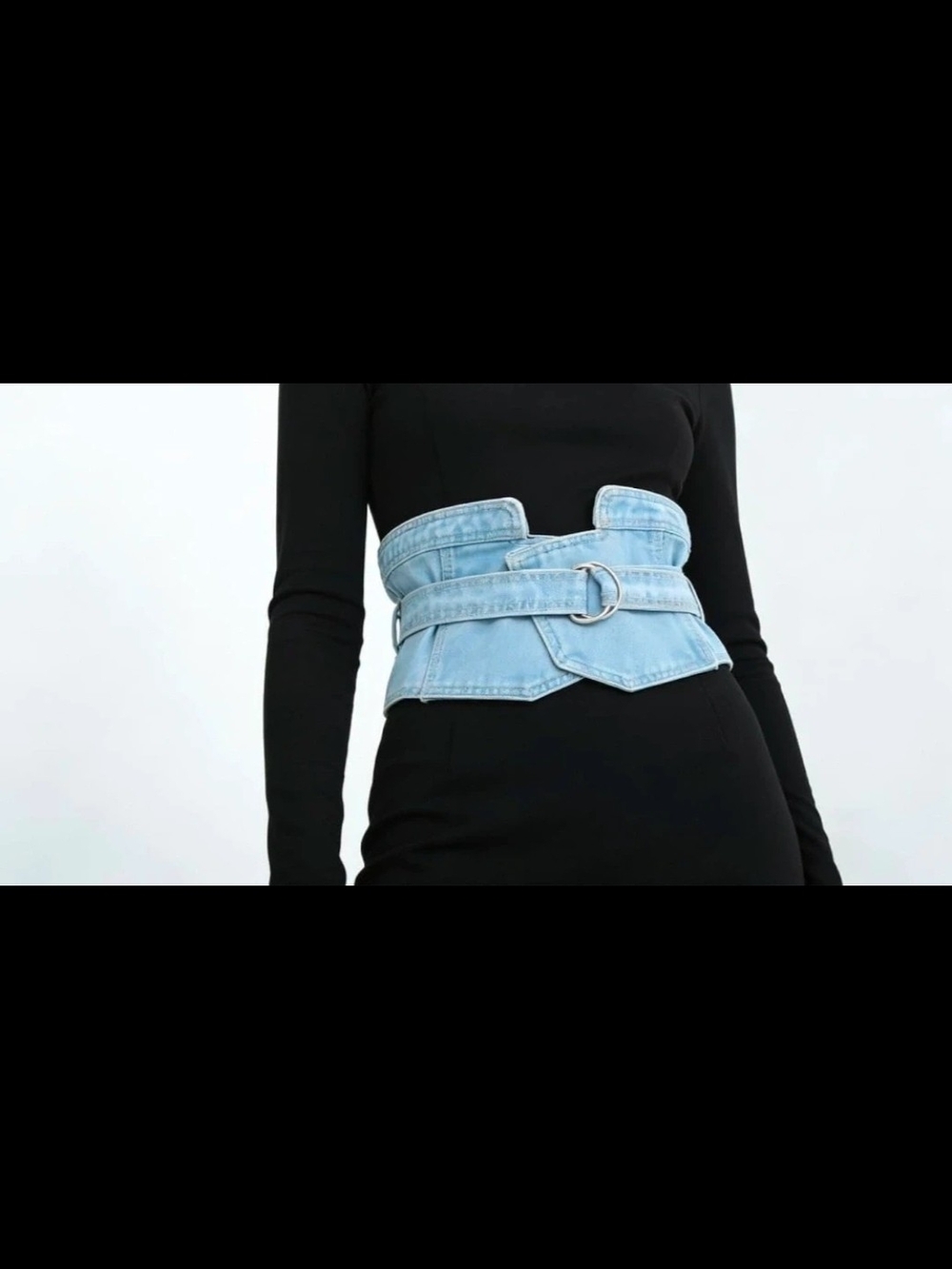 Light Blue Denim Waist Corset Belt - Women's Accessory